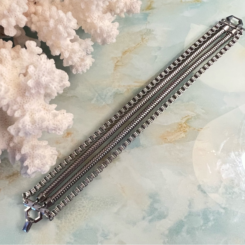 Vintage 4 Strand Silver Tone Bracelet